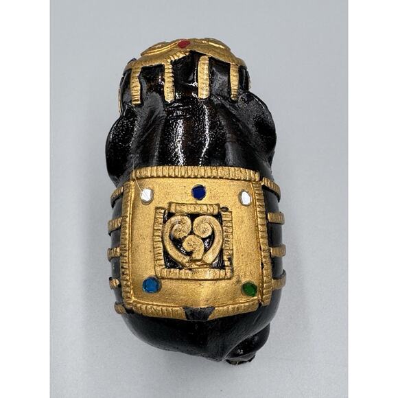 Vintage Black & Gold Colored Jeweled Elephant Wooden Painted Figurine 4” - Picture 6 of 9